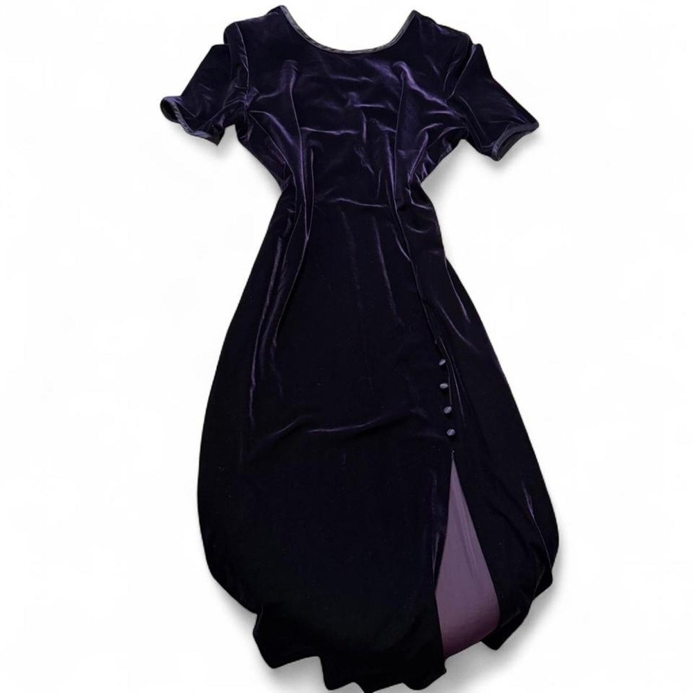 Vintage 90s Nina Piccalino Deep Purple Velvet Dress, Women's Size 16